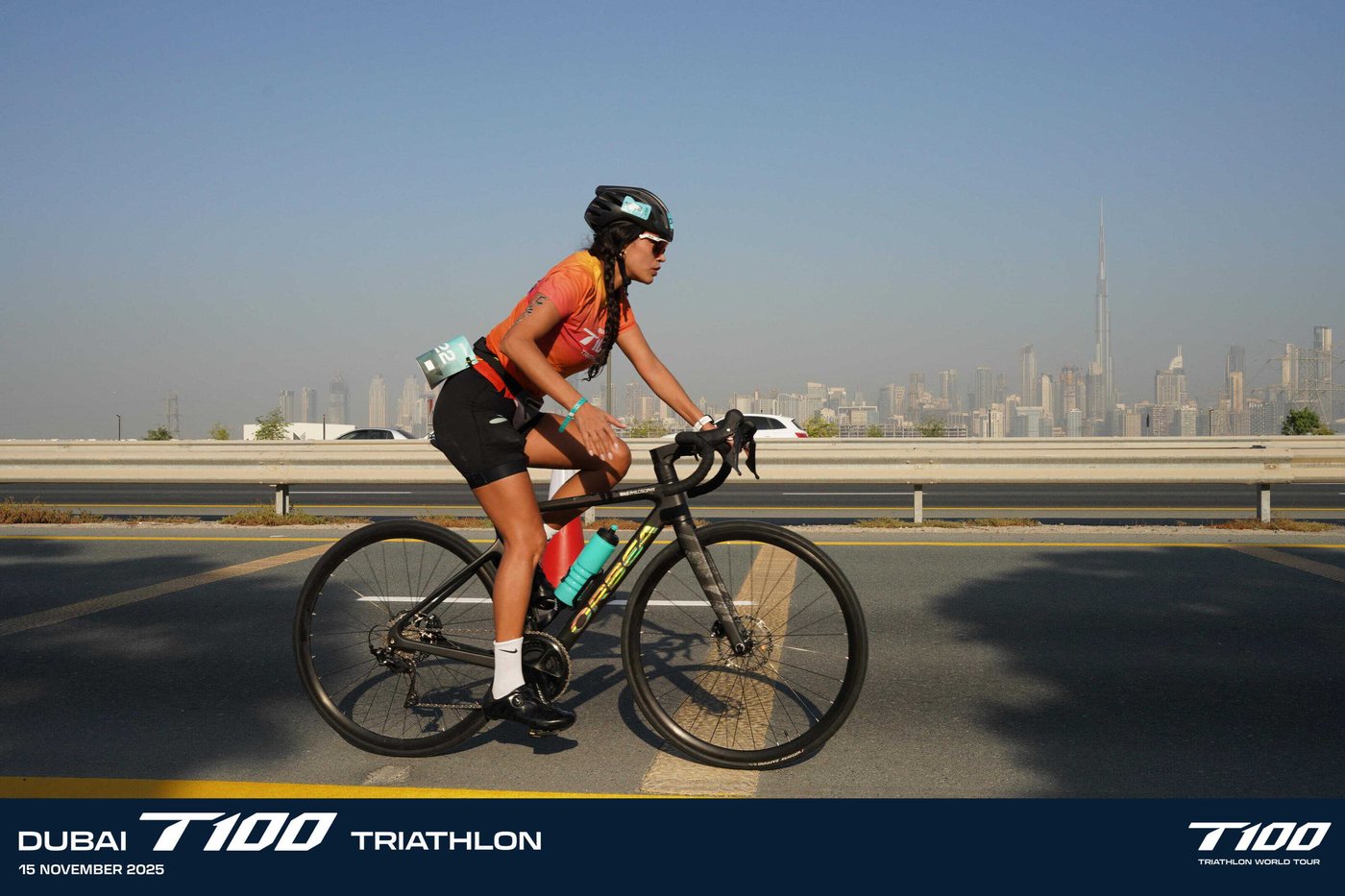 Katiana on the bike leg, Dubai T100