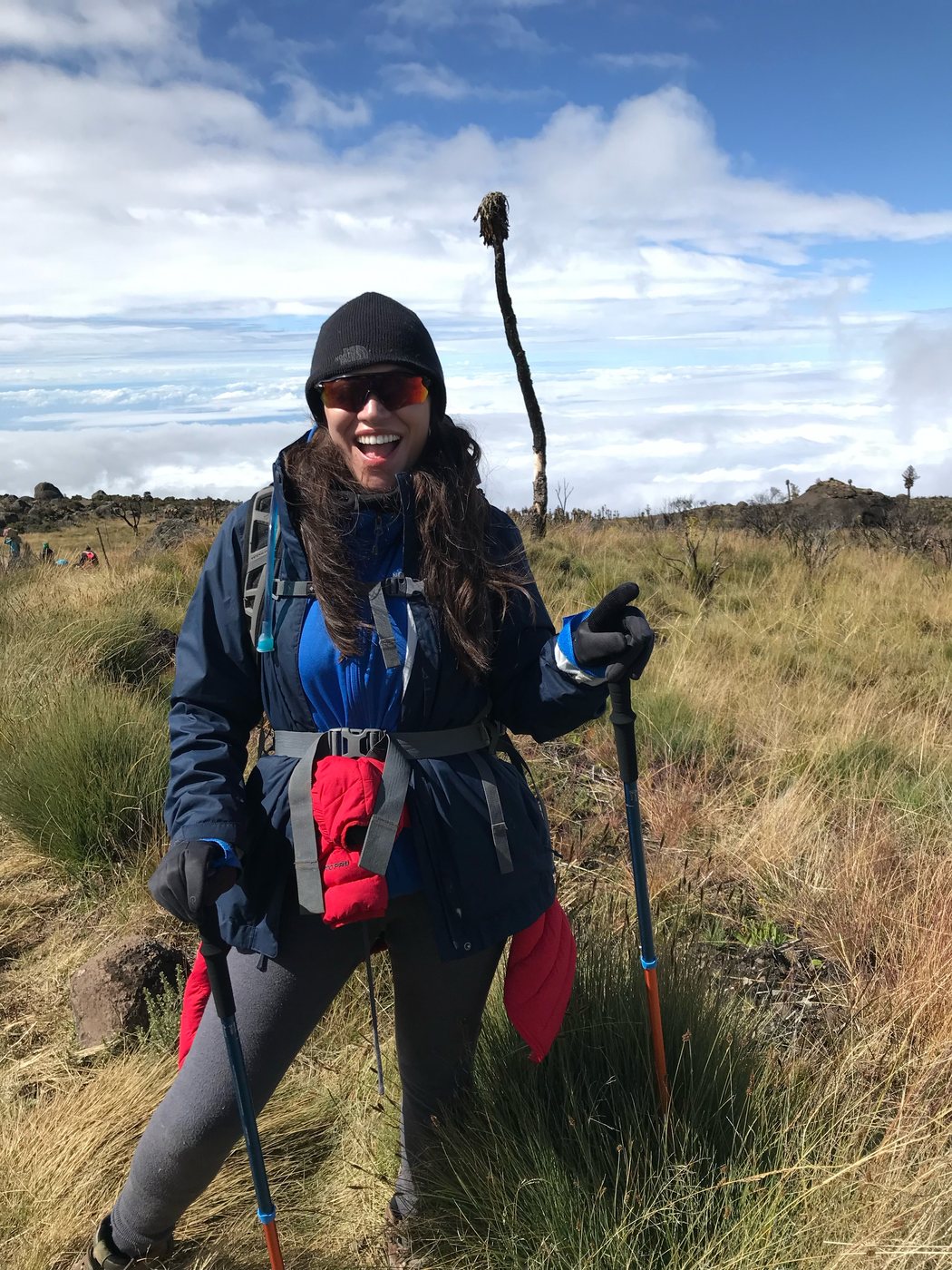 Katiana trekking on Kilimanjaro