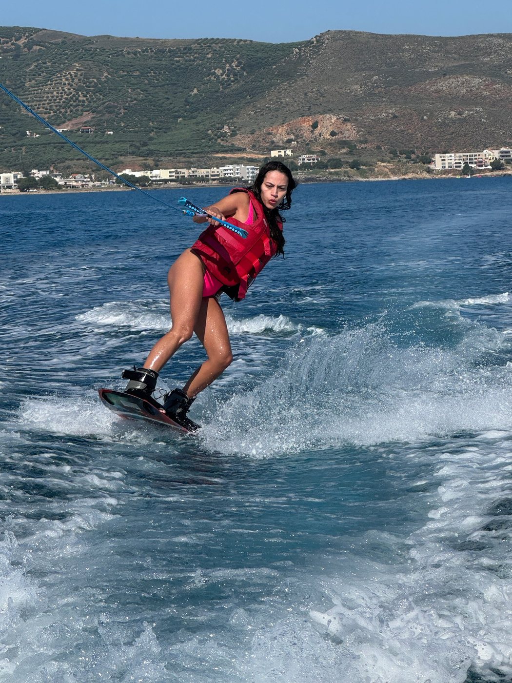 Katiana wakeboarding in Greece